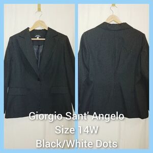 Giorgio Sant'Angelo Women's PLUS Size 14W Black/White Dots Blazer